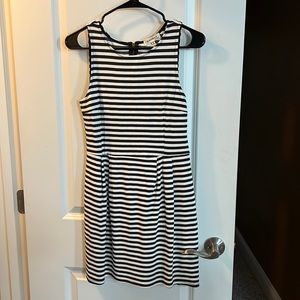 Black and white striped shirt dress